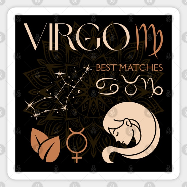 Virgo Zodiac Sign Compatibility Celestial Design Sticker by TuncGK